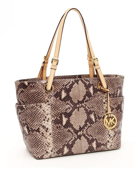 michael kors jet set zip-top tote dark sand glazed python-stampe|michael michael kors jet set top zip tote .